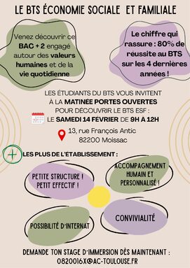 Venez nombreux découvrir la formation BTS ESF